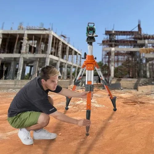 VEVOR Laser-Wasserwaagen-Stativ, 5/8"-11-Gewindehalterung, 27,16-67,71 Zoll Höhenverstellung, robustes Vermessungsstativ, mit Wasserwaage und Diffusionsbegrenzer, anhebbare, rutschfeste Füße für den Bau – Bild 7