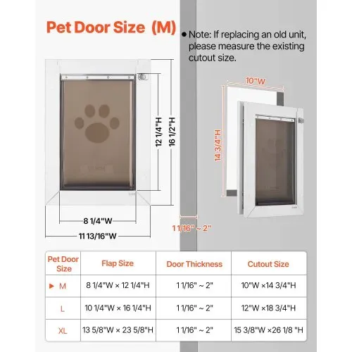 VEVOR Hundeklappe (Mittelgroß) mit Doppelmagnetklappen & Metallrahmen, Wetterfeste Katzenklappe für Innen- und Außentüren, Katzentür Hundetür Haustierklappe Weiß 20,96 x 31,12 cm (Breite x Höhe) – Bild 4