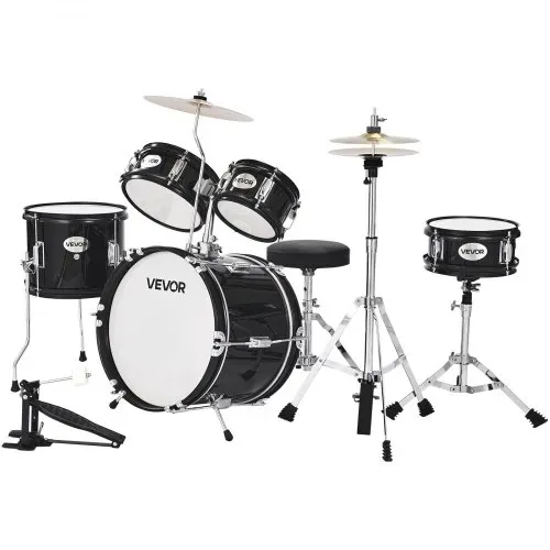 VEVOR Schlagzeug Set, 5-teilig, inkl. 35,6 cm Basstrommel, 20,3 cm Snare, 15,2 cm & 20,3 cm Tomtoms, 25,4 cm Standtom, 25,4 cm Crash-Becken & 20,3 cm-Hi-Hat, für Kinder von 6–13 Jahren (schwarz) – Bild 8