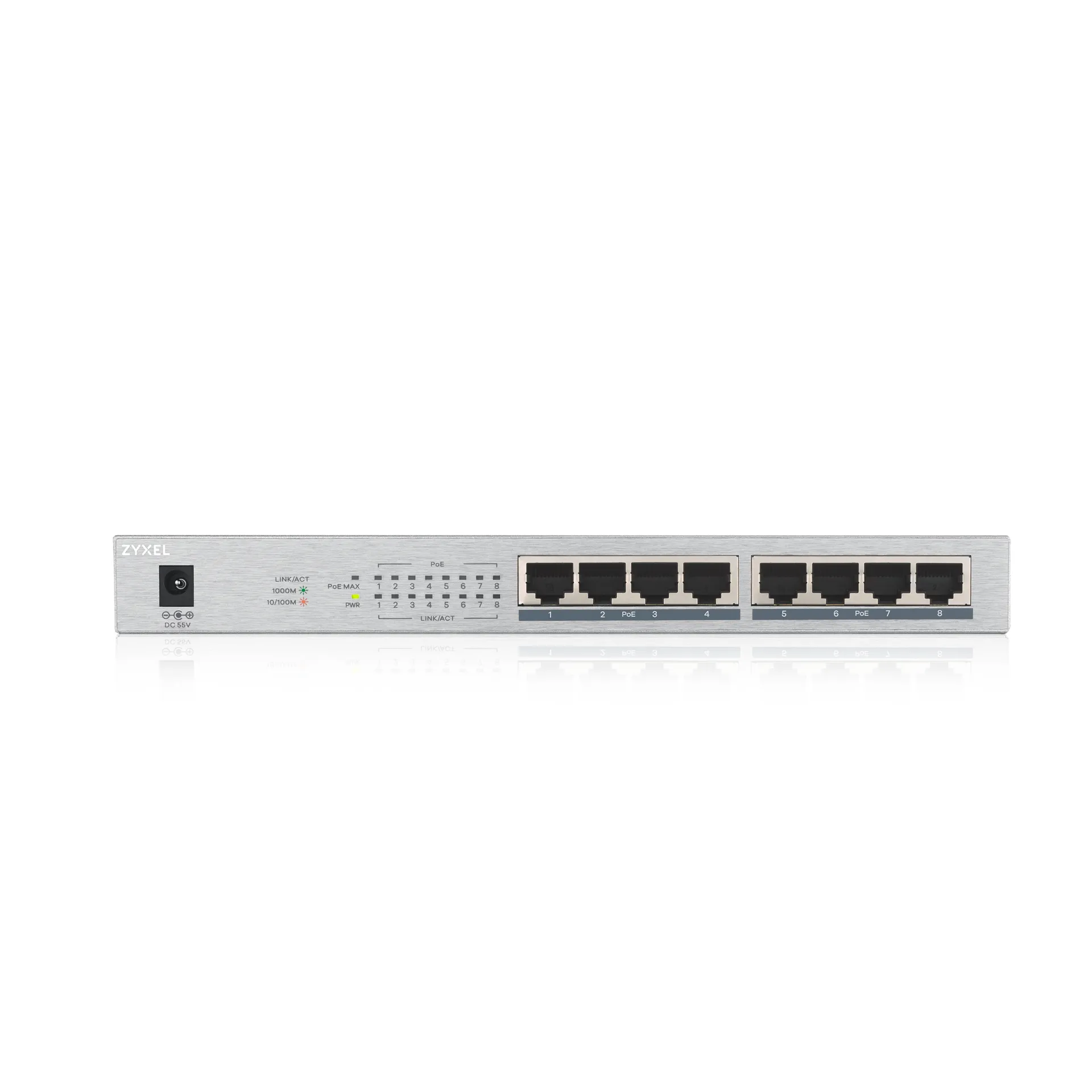 Zyxel GS1008HP Unmanaged Gigabit Ethernet (10/100/1000) Power over Ethernet (PoE) Grau – Bild 2