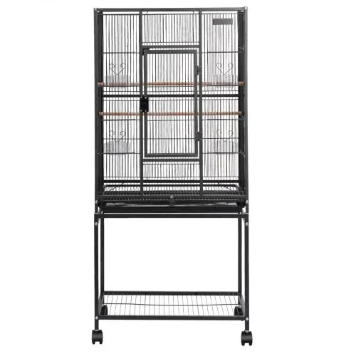 VEVOR Vogelkäfig, 625x425x1370 mm, Vogelvoliere aus Schmiedeeisen mit Sitzstangen, Schale & Kunststoff-Futternäpfen, Rollen, Vogelhaus für Papageien, Blaumeisen, Nymphensittiche & Kanarienvögel – Bild 8