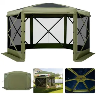 VEVOR Pop-up-Pavillon, 3 x 3 m, großes 6-seitiges Campingzelt mit abnehmbarem Dach & Tragetasche, Partyzelt, Sonnenschutz für 6–8 Personen auf Terrasse und Garten, Grün VEVOR Pop-up-Pavillon, 3 x 3 m, großes 6-seitiges Campingzelt mit abnehmbarem Dach & Tragetasche, Partyzelt, Sonnenschutz für 6–8 Personen auf Terrasse und Garten, Grün