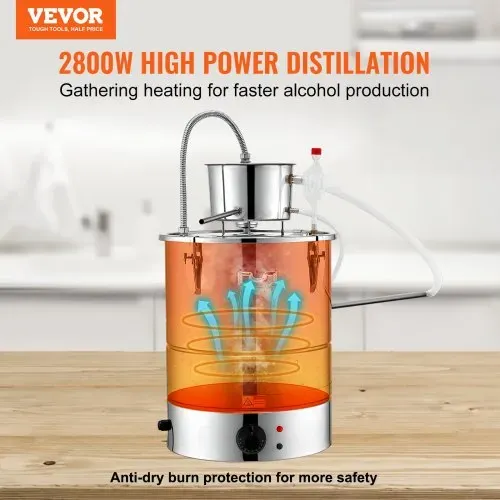 VEVOR Wasser Alkohol Destillierer 50 L Distillieranlage 2800 W Edelstahl Schnapsbrennen Destilliergerät Komplettes Set Enthalten, Ende Produkte Obstweinen, Whisky, Schnaps, Champagner, Wodka usw. VEVOR Wasser Alkohol Destillierer 50 L Distillieranlage 2800 W Edelstahl Schnapsbrennen Destilliergerät Komplettes Set Enthalten, Ende Produkte Obstweinen, Whisky, Schnaps, Champagner, Wodka usw.