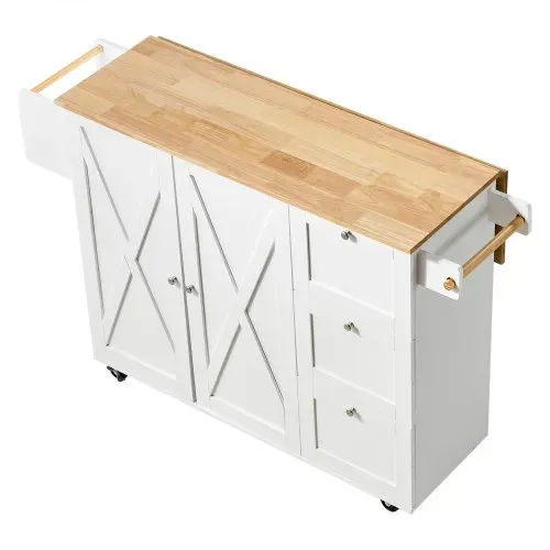 VEVOR Servierwagen Küchenwagen 1430 x 680 x 990 mm, 136 kg Belastbar Kücheninsel Küchenschrank, Rollwagen Küchentrolley mit Handtuchhalter & 2 Schubladen, Mikrowellenschrank Küchenrollwagen Massivholz – Bild 8