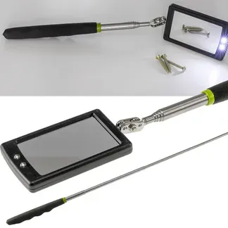 Teleskop Spiegel mit LED Beleuchtung Gesamtlänge 28-88cm, Spiegel 65x40mm Teleskop Spiegel mit LED Beleuchtung Gesamtlänge 28-88cm, Spiegel 65x40mm