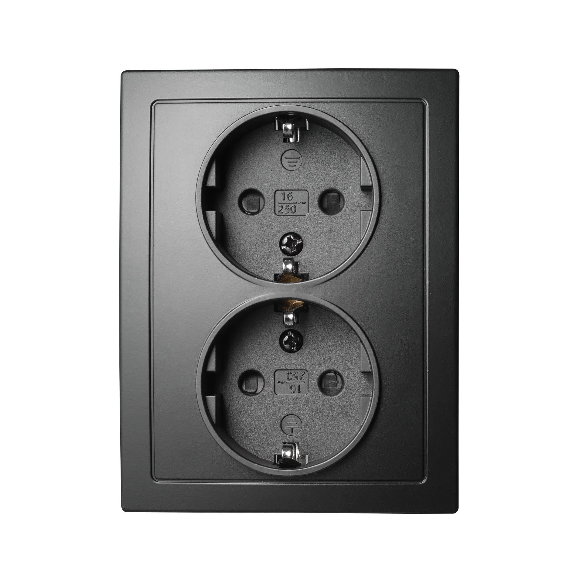 Schutzkontakt-Steckdose McPower “Flair“ 2-fach, 250V~/16A, matt schwarz Schutzkontakt-Steckdose McPower “Flair“ 2-fach, 250V~/16A, matt schwarz