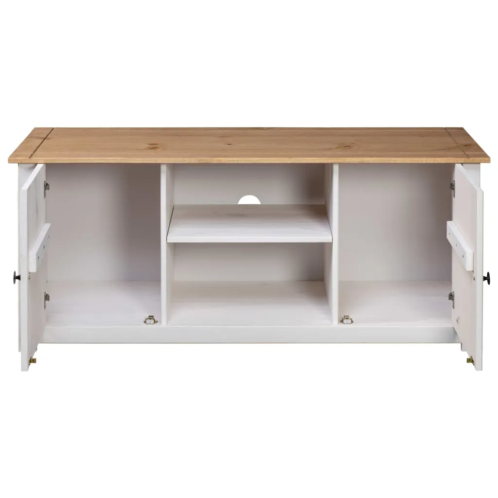 vidaXL TV-Schrank Weiß 120x40x50 cm Massivholz Panama-Kiefer – Bild 6