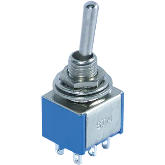 Miniatur-Kippschalter McPower, 250V/3A, 6-polig, 3 Stellungen: EIN / AUS / EIN Miniatur-Kippschalter McPower, 250V/3A, 6-polig, 3 Stellungen: EIN / AUS / EIN