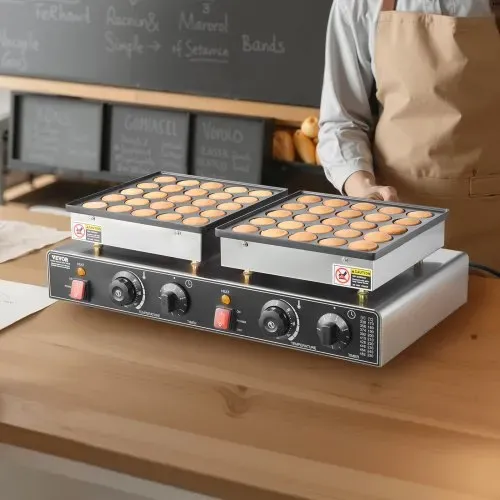 VEVOR 50-tlg. Mini-Pfannkuchen-Maker, Dorayaki-Bäcker aus antihaftbeschichtetem Edelstahl, 1800 W kommerzielle elektrische Poffertjes-Grillpfanne, duale Temperatur- und Zeitregelung, für Restaurant – Bild 7