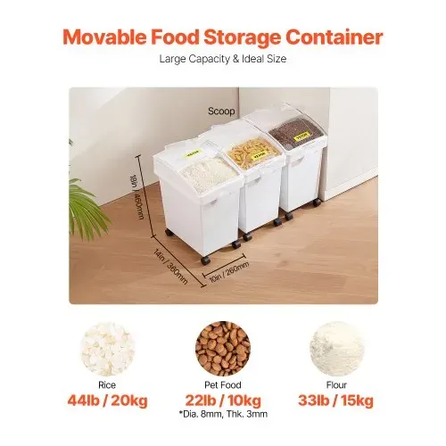 VEVOR Mehl und Reis Behälter Kapazität 15 kg, 3 Stück Aufbewahrungsbox Küche 25 x 35,5 x 43 cm, dreifach Vorratsdosen weiß Speicherung für Getreide und anderen Trockenwaren VEVOR Mehl und Reis Behälter Kapazität 15 kg, 3 Stück Aufbewahrungsbox Küche 25 x 35,5 x 43 cm, dreifach Vorratsdosen weiß Speicherung für Getreide und anderen Trockenwaren