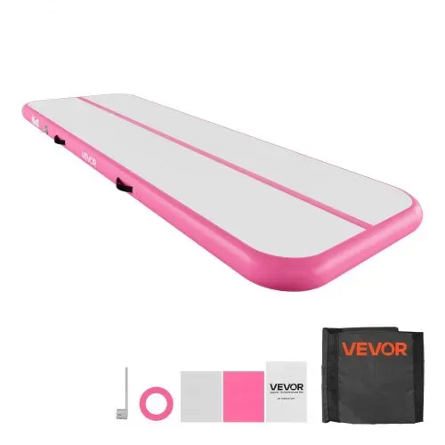 VEVOR Aufblasbare Gymnastikmatte 300x100x10 cm Airtrack-Turnmatte für Training, Wettkampfsport & Yoga, mit Rutschfester Oberfläche, 600-W-Elektroluftpumpe, Reparaturflicken, Düsen & Tasche, Pink – Bild 8