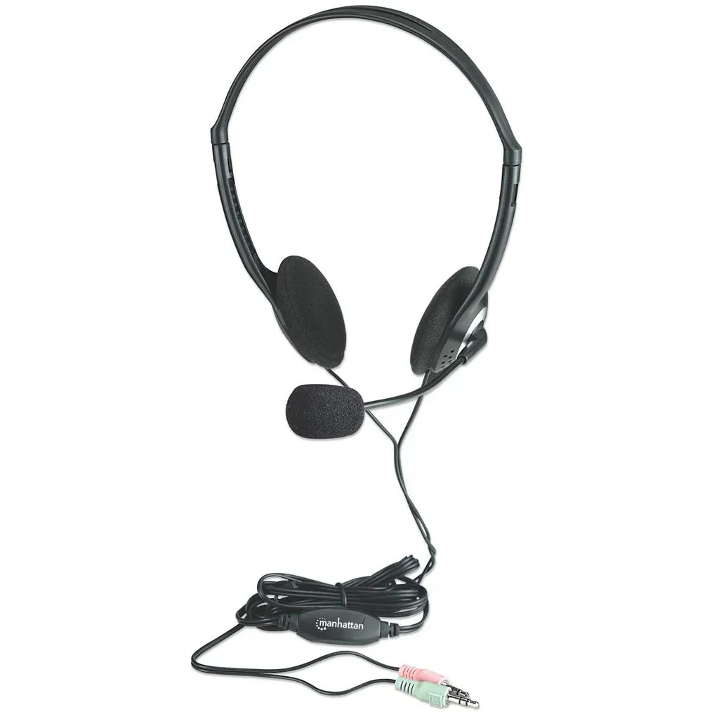 Manhattan Stereoheadset, Federleichtes Design, integriertes Mikrofon, Lautstärkeregler im Kabel integriert Manhattan Stereoheadset, Federleichtes Design, integriertes Mikrofon, Lautstärkeregler im Kabel integriert