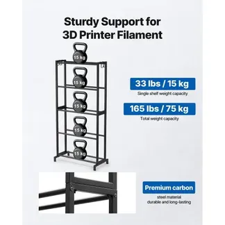 VEVOR Filament Lagerregal für 3D-Drucker, 5 Ebenen, Filamentspulenhalter, 635 x 320 x 1300 mm Tragkraft 45,3 kg pro Ebene, 3D-Druckerzubehör Organizer für 3D-Druckstudio, Werkstatt, Schwarz VEVOR Filament Lagerregal für 3D-Drucker, 5 Ebenen, Filamentspulenhalter, 635 x 320 x 1300 mm Tragkraft 45,3 kg pro Ebene, 3D-Druckerzubehör Organizer für 3D-Druckstudio, Werkstatt, Schwarz