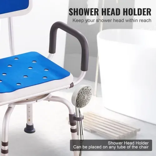 VEVOR Duschdrehstuhl 360 Grad, verstellbarer Duschsitz mit Armlehnen und Rückenlehne für Innendusche oder Badewanne, rutschfester drehbarer Badewannenstuhl für ältere, behinderte verletzte – Bild 5