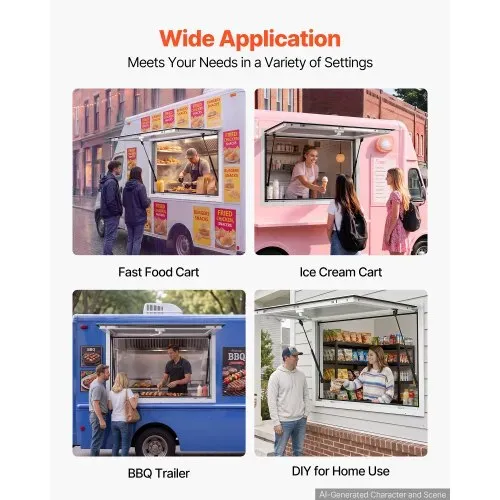 VEVOR Verkaufsfenster für Foodtrucks 915 x 610 mm Konzessionsfenster, Ideal für Straßenverkauf, Take-away und Drive-in, bis 85° Aufklappbar, mit Doppelten Dichtungsstreifen und Innenverriegelung – Bild 5
