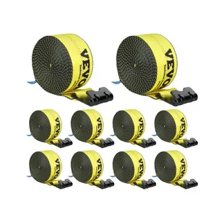 VEVOR Windengurte, 4″ x 30′, 6000 lbs Tragfähigkeit, 18000 lbs Bruchfestigkeit, LKW-Gurte mit flachem Haken, Ladungskontrolle für Anhänger, Bauernhöfe, Rettungen, Baumschoner, Gelb (10er-Pack) VEVOR Windengurte, 4″ x 30′, 6000 lbs Tragfähigkeit, 18000 lbs Bruchfestigkeit, LKW-Gurte mit flachem Haken, Ladungskontrolle für Anhänger, Bauernhöfe, Rettungen, Baumschoner, Gelb (10er-Pack)