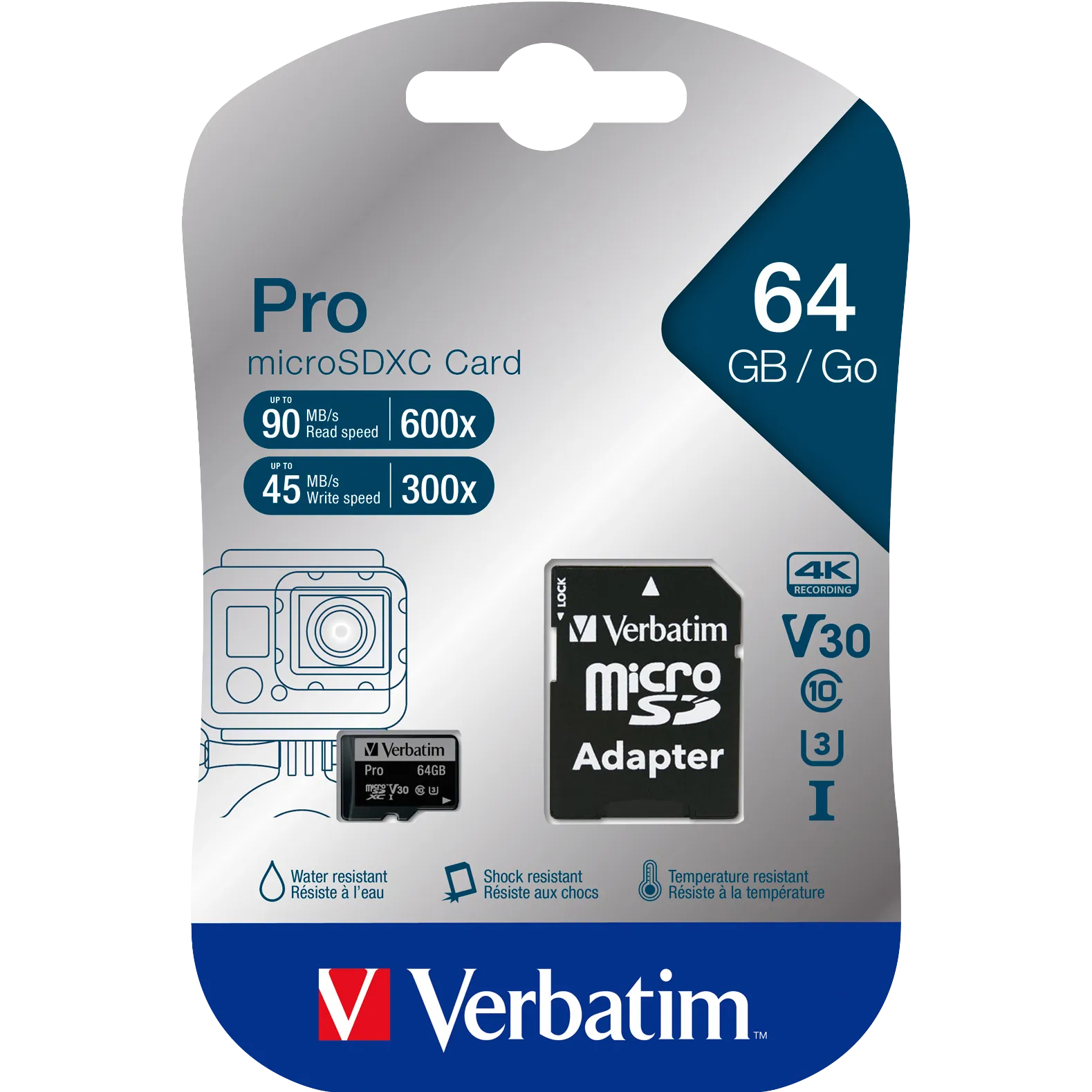 Micro SDXC Card Verbatim “PRO“ 64GB, U3, inkl. SD-Adapter Micro SDXC Card Verbatim “PRO“ 64GB, U3, inkl. SD-Adapter