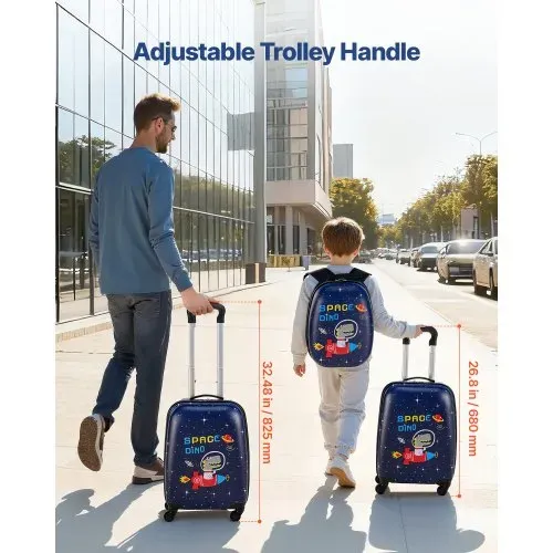 VEVOR 2 tlg. Kinderkoffer Set, 457,2 mm, Hartschalenkoffer mit Rollen & Rucksack, Kindertrolley, Kids Suitcase, perfekte Geschenke für Jungen & Mädchen, praktisch für Reisen & Fliegen (Dinosaurier) – Bild 4