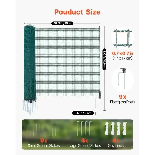 VEVOR Begrenzungszaun 15×0,9 m, Weidezaun aus PE, Mobiler Hundezaun mit Doppelspitzenpfählen & Abspannseilen, Hühnerzaun, Gartenzaun, Campingzaun für Hunde, Hühner, Pflanzen, Außenbereiche VEVOR Begrenzungszaun 15×0,9 m, Weidezaun aus PE, Mobiler Hundezaun mit Doppelspitzenpfählen & Abspannseilen, Hühnerzaun, Gartenzaun, Campingzaun für Hunde, Hühner, Pflanzen, Außenbereiche