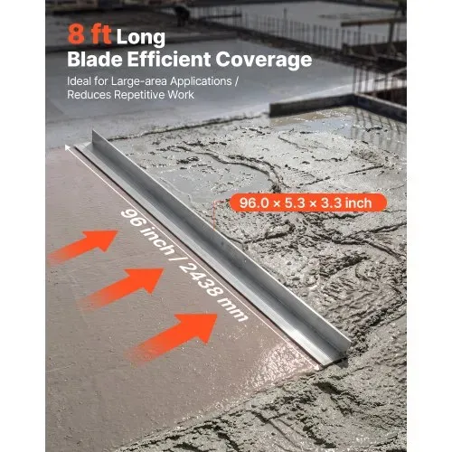 VEVOR 2438mm Glättbohle Estrichkelle aus Aluminiumlegierung Beton Abzieher. 134mm Breite für Große Abdeckung, Betonrüttler-Ersatzteil, Nivelliergerät zum Abziehen Glätten für Straßenbau Bodenebnung VEVOR 2438mm Glättbohle Estrichkelle aus Aluminiumlegierung Beton Abzieher. 134mm Breite für Große Abdeckung, Betonrüttler-Ersatzteil, Nivelliergerät zum Abziehen Glätten für Straßenbau Bodenebnung
