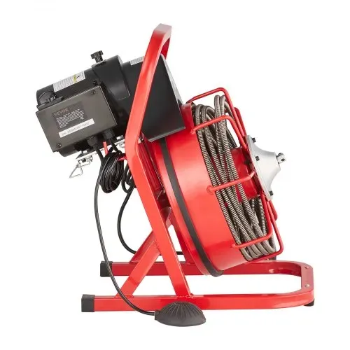 VEVOR Rohrreinigungsmaschine 50 FT x 3/8 Zoll, Kanalisationsspirale mit manueller Zuführung, 250 W elektrische Rohrreinigungsmaschine mit 4 Schneidern und luftaktiviertem Fußschalter für 2" bis 4" Rohre – Bild 10