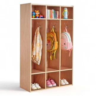 VEVOR Offener Kinderkleiderschrank aus Sperrholz, Kindergarderobe mit 6 Haken & 9 Fächern (3 Groß + 6 Klein), Garderobenregal & Aufbewahrungsregal für Kinderzimmer Zuhause Kindergarten Kita VEVOR Offener Kinderkleiderschrank aus Sperrholz, Kindergarderobe mit 6 Haken & 9 Fächern (3 Groß + 6 Klein), Garderobenregal & Aufbewahrungsregal für Kinderzimmer Zuhause Kindergarten Kita