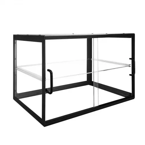 VEVOR Gebäckvitrine 2-stöckig, Gewerbliche Bäckereivitrine aus Transparentem Acryl, Thekenvitrine mit Schiebetür & Abnehmbarer Trennwand für Kekse, Desserts und Donuts, 550 x 385 x 390 mm Schwarz – Bild 10