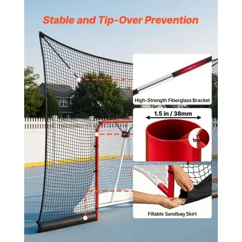 VEVOR Hockeytor- und Fangnetz-Set 366 x 213 cm mit Erweiterter Abdeckung, Leichtes Tragbares Komplettset, Strapazierfähiges Hockeynetz, Street-Hockey-Tor-Trainingsset für Jugendliche und Erwachsene – Bild 3