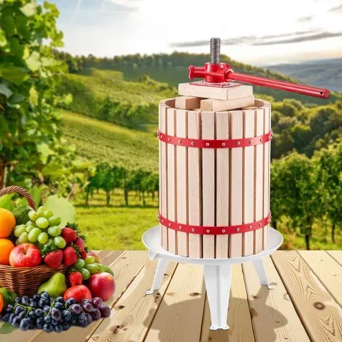 VEVOR Obstweinpresse Obstmühle (18 L) mit Massivholzkorb mit 8 Blöcken, robuster manueller Entsafter, Apfelweinpresse Apfelpresse Traubenpresse Olivenölpresse mit Griff, Saftpresse für Küche – Bild 7