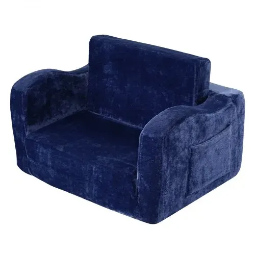 VEVOR Kindersofa 2 in 1 umwandelbares Kindersofa zum Liegestuhl, ausklappbarer Kindersofa-Sessel, Kleinkind Armlehnenstuhl-Bett, zusammenklappbares Kinderspielsofa, Kindercouch Blau 104 x 58 x 32 cm – Bild 8