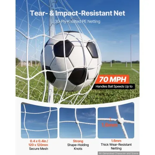 VEVOR Fußballtor 365 x 182 cm Tragbares PVC Outdoor-Soccertor mit PE-Netz, für Gärten, Parks und Schulen, Wetterfest, mit Bodenankern, Zielscheibe, 600D-Oxford-Tasche und Stabilität bei über 110 km/h – Bild 3