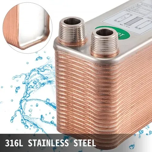 VEVOR EATB12 Plattenwärmetauscher Plattenwärmetauscher 40 Wärmetauscher 40 Plattenwärmetauscher Edelstahl 316 l Wärmetauscher Heizung – Bild 3