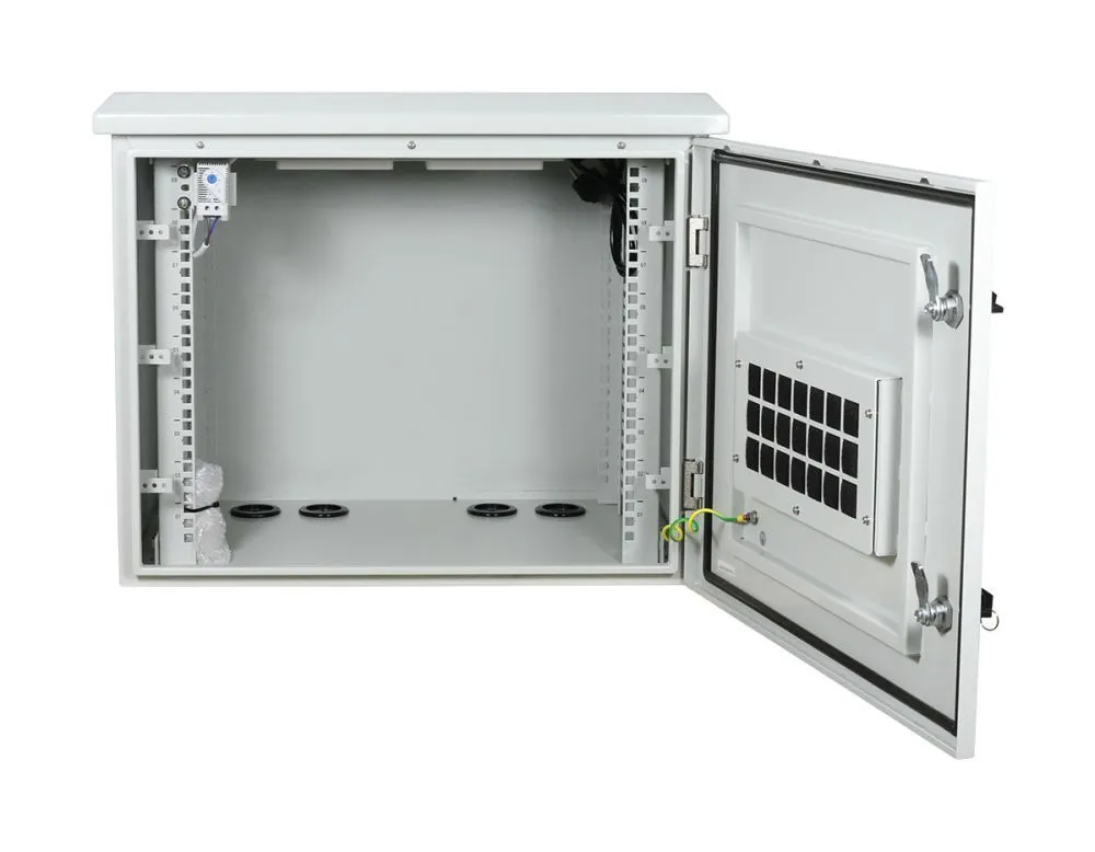 ALLNET 19"Wandgehäuse, 12HE, T638mm, Lichtgrau, IP55, SO-Serie, incl. 4-Fach Lüftereinheit – Bild 3