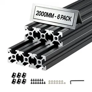 VEVOR 2020 Aluminium Profile 6 Stk. 2 m, Eloxierte T-Nut-Aluprofile nach EU-Standard, Hochfestes Strangpressprofil, Aluminiumschiene für 3D-Druckerteile, CNC-DIY-Werkbänke und Montage, Schwarz VEVOR 2020 Aluminium Profile 6 Stk. 2 m, Eloxierte T-Nut-Aluprofile nach EU-Standard, Hochfestes Strangpressprofil, Aluminiumschiene für 3D-Druckerteile, CNC-DIY-Werkbänke und Montage, Schwarz