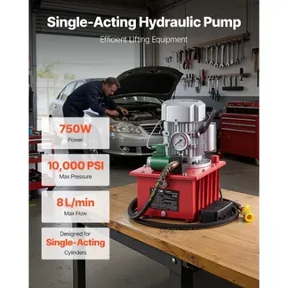 VEVOR Elektrische Hydraulikpumpe 750 W, Einfachwirkende Elektrohydraulikpumpe 10000 PSI, Hydraulikaggregat, Magnetventil mit Fußschalter, 8 L Öltank, für Stanz-, Biege- und Einfachwirkende Zylinder VEVOR Elektrische Hydraulikpumpe 750 W, Einfachwirkende Elektrohydraulikpumpe 10000 PSI, Hydraulikaggregat, Magnetventil mit Fußschalter, 8 L Öltank, für Stanz-, Biege- und Einfachwirkende Zylinder
