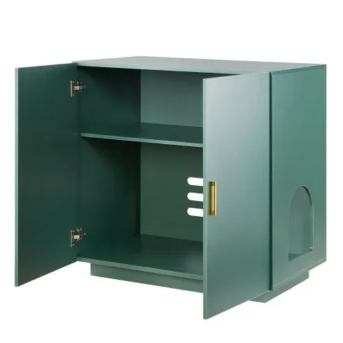 VEVOR Katzenschrank, 800x500x790 mm Katzenklo Schrank, Katzenkommode aus Holz mit Belüftungslöchern, Katzenhausmöbel mit Doppeltür, Beistelltisch, passend für die meisten Katzentoiletten – Bild 8