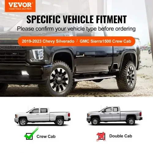 VEVOR Trittbretter, 6-Zoll-Trittbretter, kompatibel mit 2019–2023 Chevy Silverado/GMC Sierra 1500/2020–2024 Silverado/Sierra 2500/3500HD Crew Cab, 201 Edelstahl-Seitentrittbretter, 227 kg, 2-teilig VEVOR Trittbretter, 6-Zoll-Trittbretter, kompatibel mit 2019–2023 Chevy Silverado/GMC Sierra 1500/2020–2024 Silverado/Sierra 2500/3500HD Crew Cab, 201 Edelstahl-Seitentrittbretter, 227 kg, 2-teilig