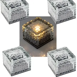 Solar Dekosteine IP65, 4er Set mit Dämmerungssensor, Warmweiß Solar Dekosteine IP65, 4er Set mit Dämmerungssensor, Warmweiß