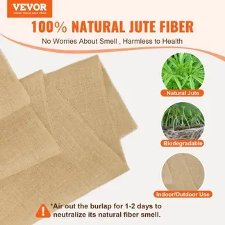 VEVOR Jute Stoff, Sackleinen-Stoffrolle, 50×50 hochdichte breite natürliche Sackleinen-Stoffrollen, 914mmx45,7m, für Dekoration, Handwerk, Hochzeit, Gartenarbeit, Pflanzen- & Baumwinterabdeckung VEVOR Jute Stoff, Sackleinen-Stoffrolle, 50×50 hochdichte breite natürliche Sackleinen-Stoffrollen, 914mmx45,7m, für Dekoration, Handwerk, Hochzeit, Gartenarbeit, Pflanzen- & Baumwinterabdeckung