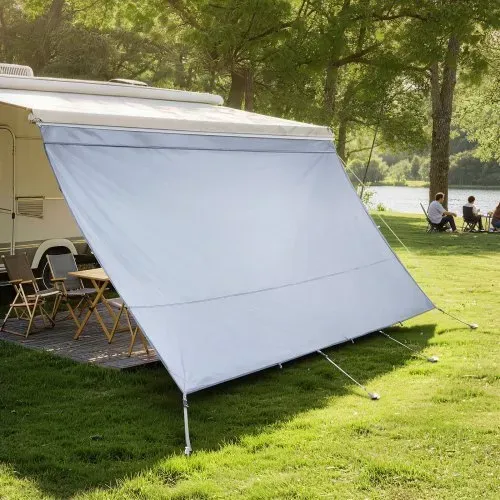 VEVOR Sonnenschutz (2 x 3,7 m) für Markisen (4 m), Markisen-Vorderwand mit UV50+ & Reißverschluss-PU-Bezug & Doppelt Genähtem Polyester-Netzgewebe, Regenschutz für Wohnmobil, Camping & Wohnwagen – Bild 7