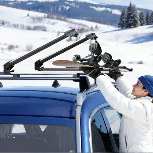 VEVOR Skiboard Snowboard Dachträger für bis zu 6 Paar Ski / 4 Snowboards, abschließbarer Skidachträger mit Gummipolsterung, Skihalter für die meisten geschlitzten Querträger (715 mm Ladebreite) – Bild 7