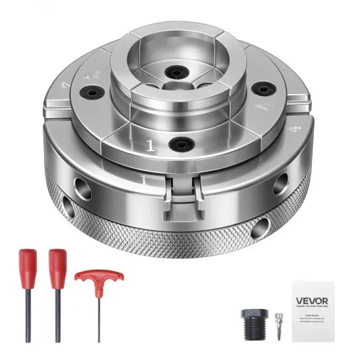 VEVOR 4 Zoll Drechselfutter 4 Backen Zentrierfutter mit 1 Zoll x 8 TPI Gewinde & Adapter, Vernickelte Oberfläche Spannbacken Hochfester Stahl, Spreizen und Klemmen für die Holzbearbeitung VEVOR 4 Zoll Drechselfutter 4 Backen Zentrierfutter mit 1 Zoll x 8 TPI Gewinde & Adapter, Vernickelte Oberfläche Spannbacken Hochfester Stahl, Spreizen und Klemmen für die Holzbearbeitung