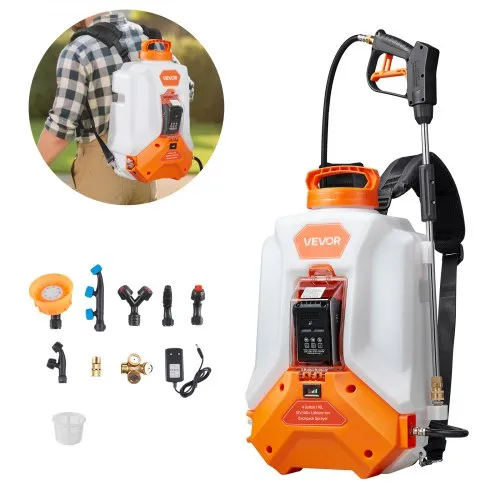 VEVOR Akku-Drucksprüher, 16 L elektrisches Sprühgerät, 2 Stäbe & 8 Düsen, einstellbar 0–6 bar, 4 Stunden Laufzeit, tragbare Rucksacksprühgerät für Hof & Garten zum Jäten, Sprühen und Reinigen VEVOR Akku-Drucksprüher, 16 L elektrisches Sprühgerät, 2 Stäbe & 8 Düsen, einstellbar 0–6 bar, 4 Stunden Laufzeit, tragbare Rucksacksprühgerät für Hof & Garten zum Jäten, Sprühen und Reinigen