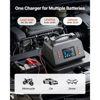 VEVOR Smart-Batterieladegerät 20 A 6/12/24 V für LiFePO4 Bleiakku Ladegerät für Pkw, Wohnmobile, Lkw und Boote, mit 7-Stufen-Laden, Pulsdesulfatierung, LCD-Anzeige & Überspannungs- und Verpolungsschutz VEVOR Smart-Batterieladegerät 20 A 6/12/24 V für LiFePO4 Bleiakku Ladegerät für Pkw, Wohnmobile, Lkw und Boote, mit 7-Stufen-Laden, Pulsdesulfatierung, LCD-Anzeige & Überspannungs- und Verpolungsschutz