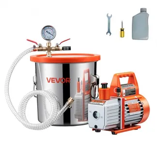 VEVOR 11,36 L Vakuumkammer mit Pumpe, 99 L/min, Edelstahl, Entgasungskammer-Kit, einstufig, Deckel aus gehärtetem Glas, 1,5 m Schlauch, zur Stabilisierung von Holzentgasungs-Silikonharz VEVOR 11,36 L Vakuumkammer mit Pumpe, 99 L/min, Edelstahl, Entgasungskammer-Kit, einstufig, Deckel aus gehärtetem Glas, 1,5 m Schlauch, zur Stabilisierung von Holzentgasungs-Silikonharz