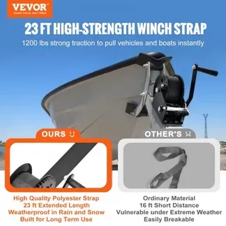 VEVOR Seilwinde 544,3kg Handseilwinde 208x138x149mm Bootswinde 2-Wege-Ratsche/1-Gang Handwinde mit ca. 7m Polyesterband Gurtwinde mit ergonomischen Griff Handseilzug Winde für Fahrzeuge und Boote VEVOR Seilwinde 544,3kg Handseilwinde 208x138x149mm Bootswinde 2-Wege-Ratsche/1-Gang Handwinde mit ca. 7m Polyesterband Gurtwinde mit ergonomischen Griff Handseilzug Winde für Fahrzeuge und Boote