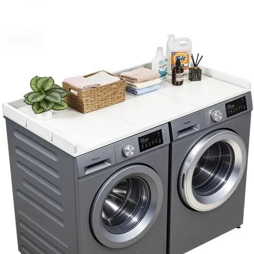 VEVOR Arbeitsplatte für Waschmaschine & Trockner (137 x 69,9 cm) mit Erhöhtem Rand & Haken, zur Organisation und Aufbewahrung im Wäscheschrank Speisekammer Küchentheke, 113 kg Belastbar, Weiß VEVOR Arbeitsplatte für Waschmaschine & Trockner (137 x 69,9 cm) mit Erhöhtem Rand & Haken, zur Organisation und Aufbewahrung im Wäscheschrank Speisekammer Küchentheke, 113 kg Belastbar, Weiß