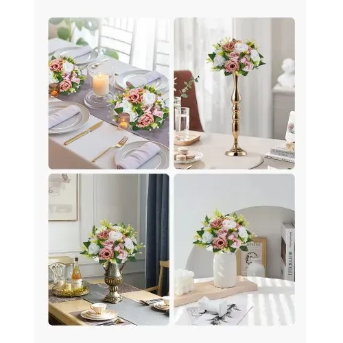 VEVOR Kunstblumen, 10 Stück, 240x240x120 mm, künstliche Blumenkugeln, Kunstrosen-Arrangements für Hochzeitsmittelstücke, Heimdekoration, Tischdekoration, Partys, Feiern, rosa & weiße Rosen – Bild 6