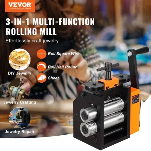 VEVOR 3 in 1 Handwalzwerk Maschine 75mm Kombinationswalzwerk, Manueller Walzwerk Schmuckwalzwerk Einstellbare Dicke von 0,03 bis 6,5mm, Handwalzwerk Maschine für Platin / K-Gold / Messing VEVOR 3 in 1 Handwalzwerk Maschine 75mm Kombinationswalzwerk, Manueller Walzwerk Schmuckwalzwerk Einstellbare Dicke von 0,03 bis 6,5mm, Handwalzwerk Maschine für Platin / K-Gold / Messing