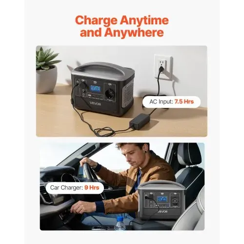 VEVOR Tragbare Powerstation, 600W Solargenerator, 493Wh LiFePO4-Akku-Backup mit 7 Ausgängen, Geeignet für Notfälle zu Hause, Camping im Freien, Wohnmobilreisen (Solarpanel NICHT Enthalten) – Bild 5